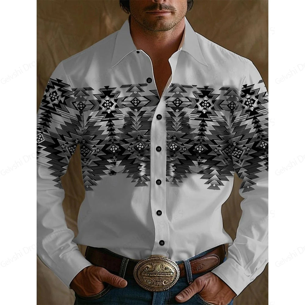 Men's Long-Sleeved Shirt Western Style