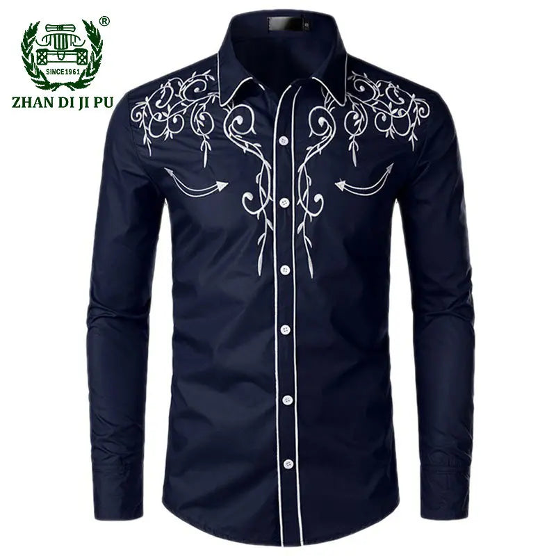 Western Cowboy Embroidery Shirts Men