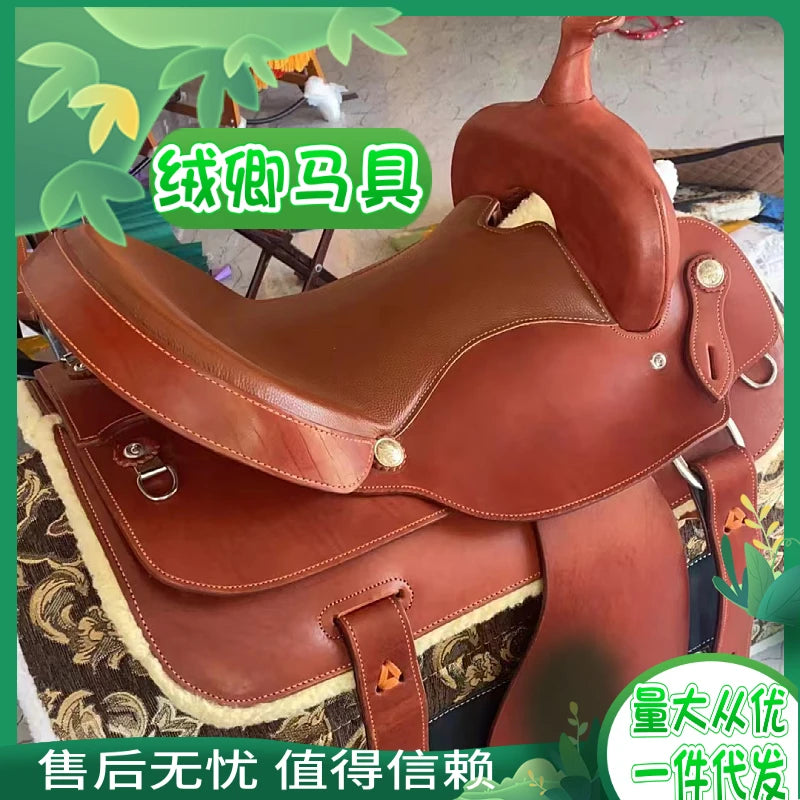 2024 New western leather saddle, wild riding, comfortable riding saddle