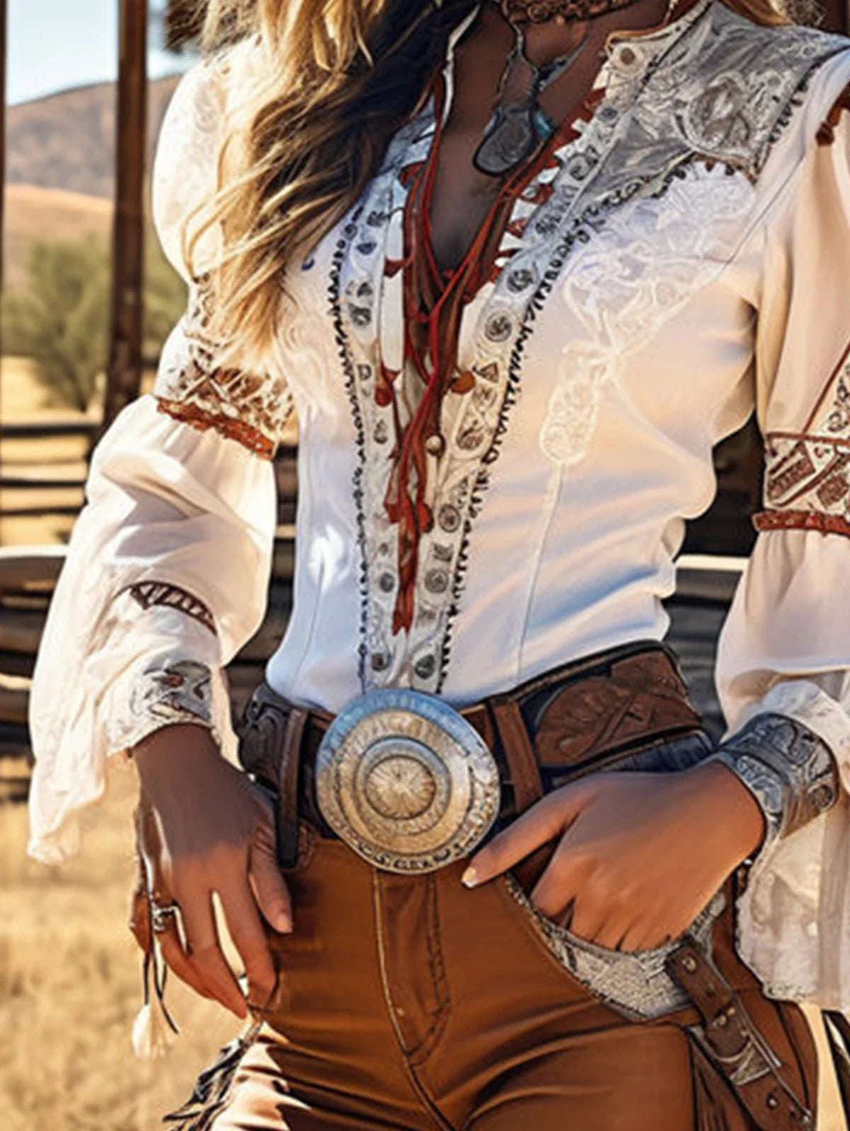 Western style  Frauen Vintage Bluse