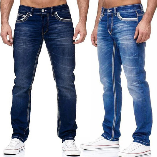 Männer Jeans Schwarz Gerade Hosen