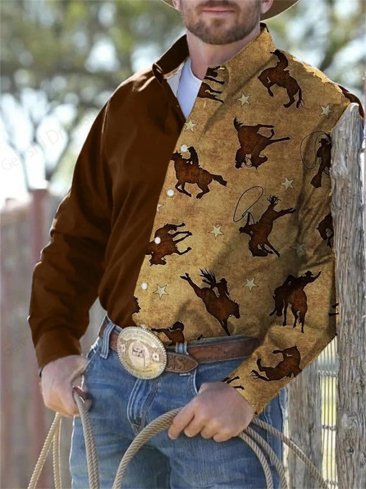 Western Cowboy Printed Shirt