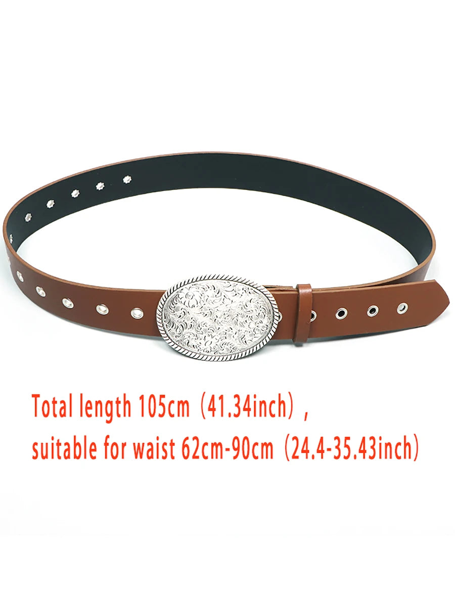 Women Punk Adjustable Length Belt for Ladies Waistband Belt Western Cowgirl Cowboy L