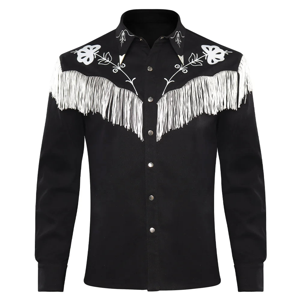 Retro Tassel Jacket Western Black