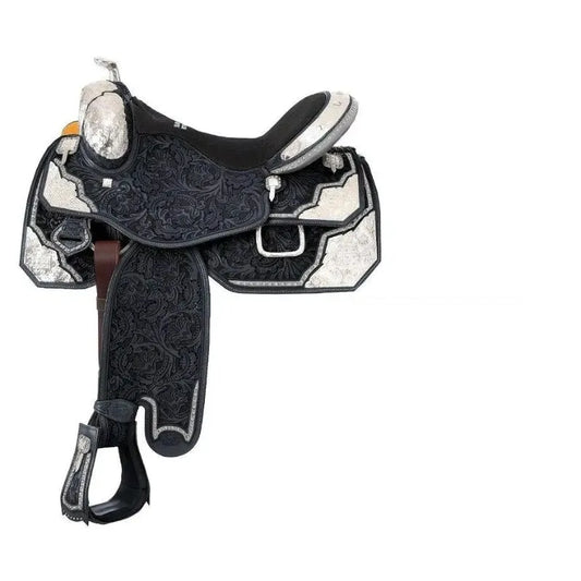 High quality cowboy western horse show saddle made of genuine leather, beautifully fitting racing saddle