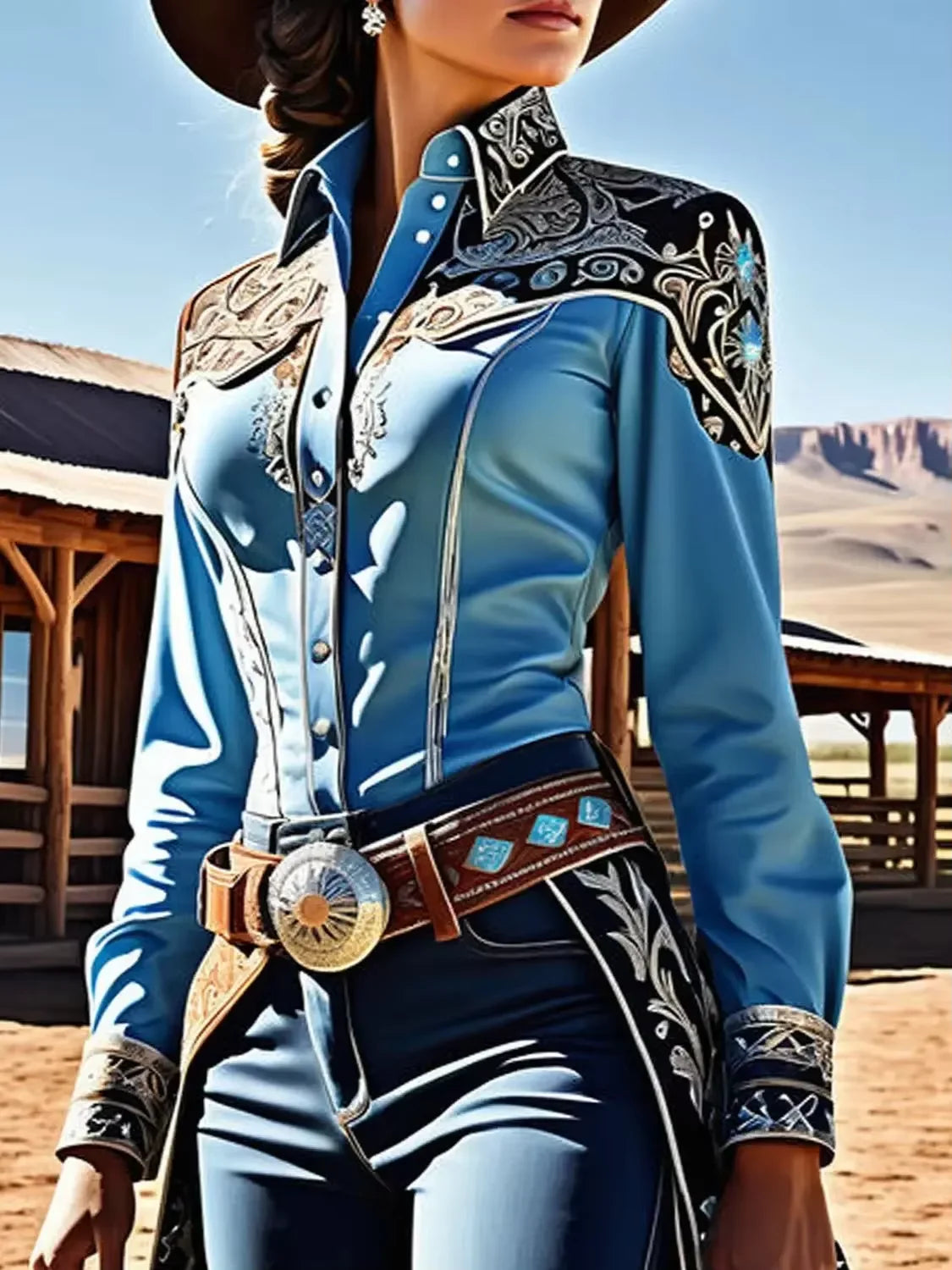 Western style  Bluse  Dame Shirts Blusen