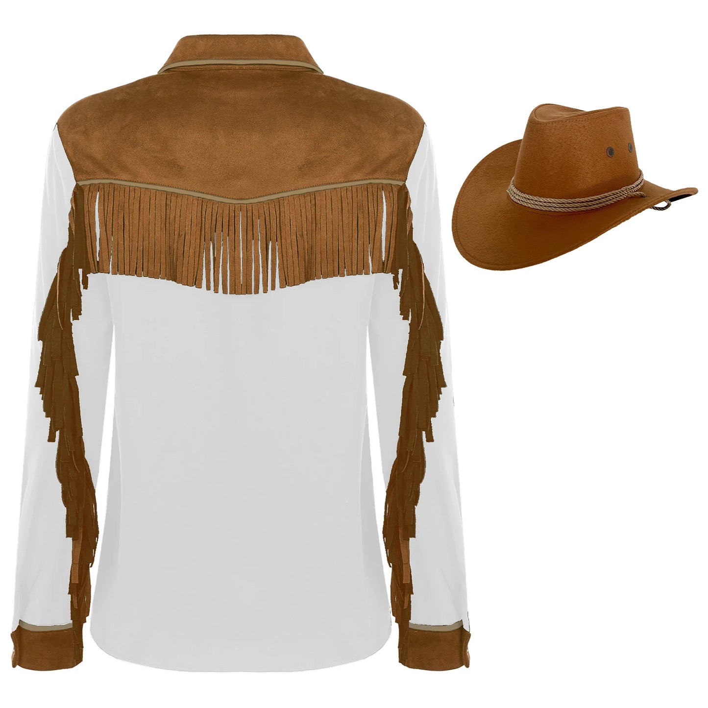 Women's suede imitation shirts cowboy hat, turn-down collar,