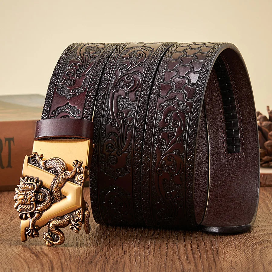 V Buckle Cowhide Genuine Leather Belt Quality