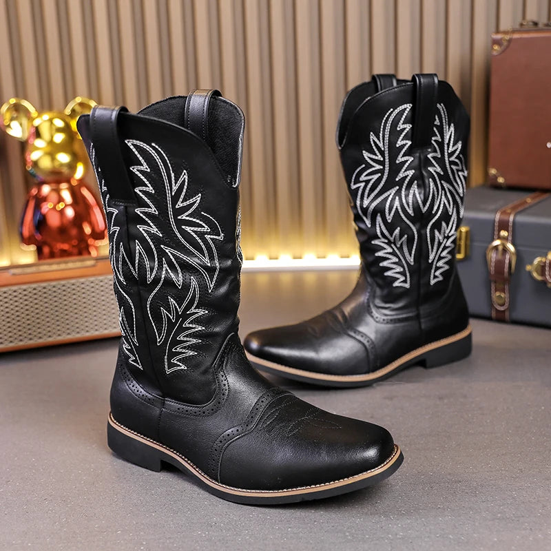 Classic Cowboys Boots Men Comfortable Western