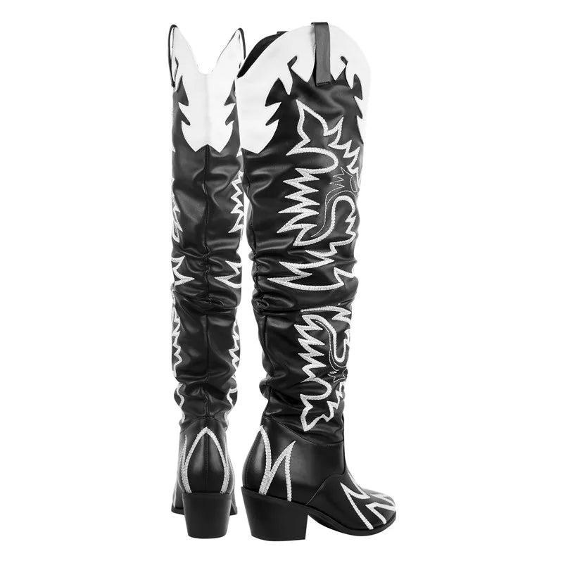 Onlymaker Woman Knee High Boots Western Cowgirl boots