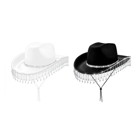 Damen-Cowboyhut mit Strass-Fransen Cowgirl-Hut