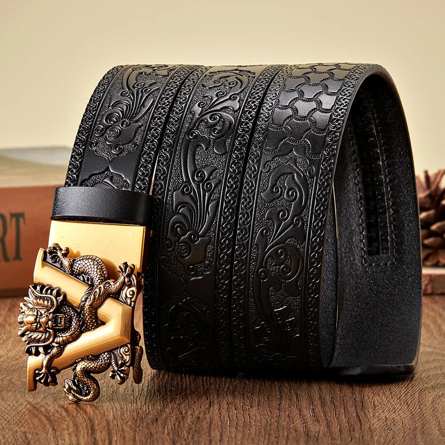 V Buckle Cowhide Genuine Leather Belt Quality