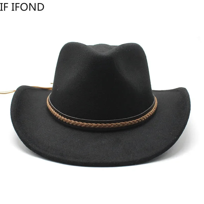 Western cowboy hat with leather retro