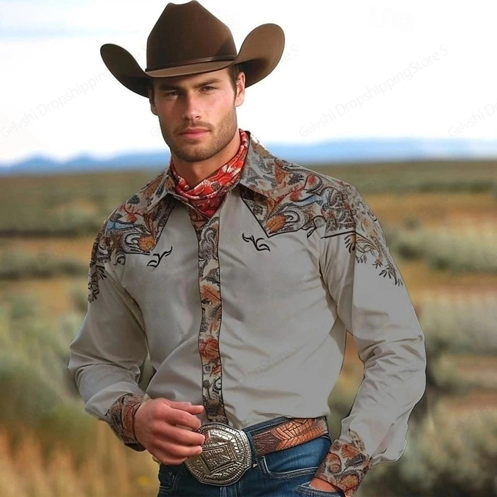 Men's Long-Sleeved Shirt Western Style