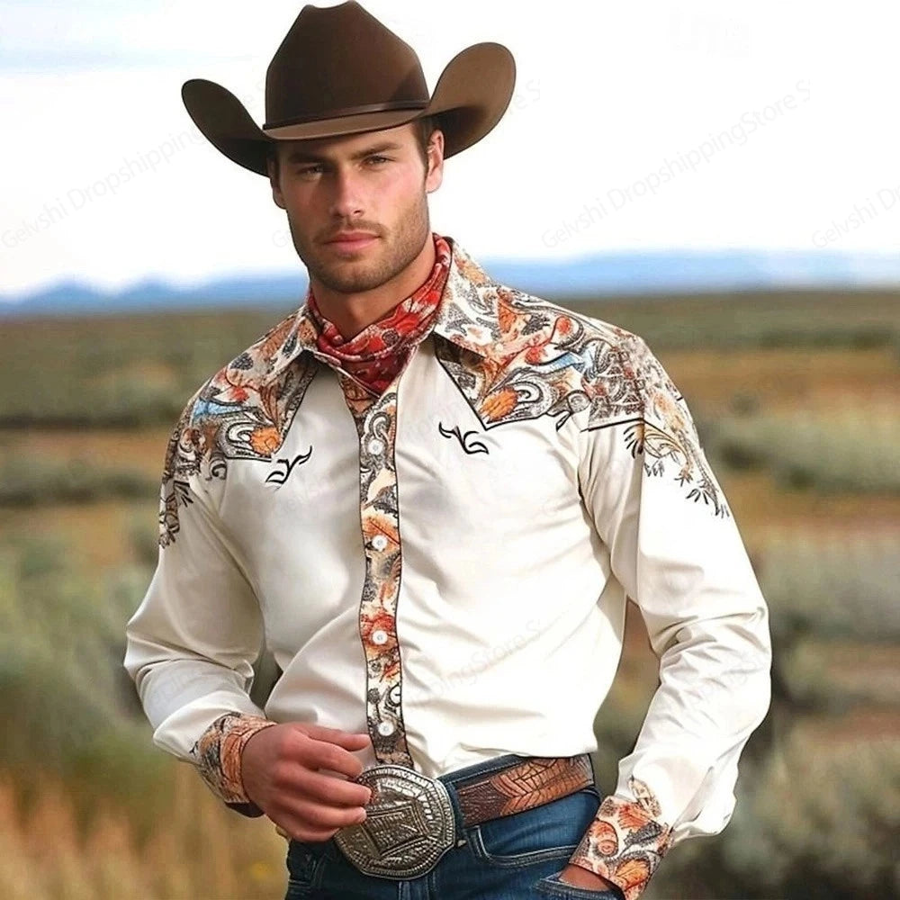 Men's Long-Sleeved Shirt Western Style