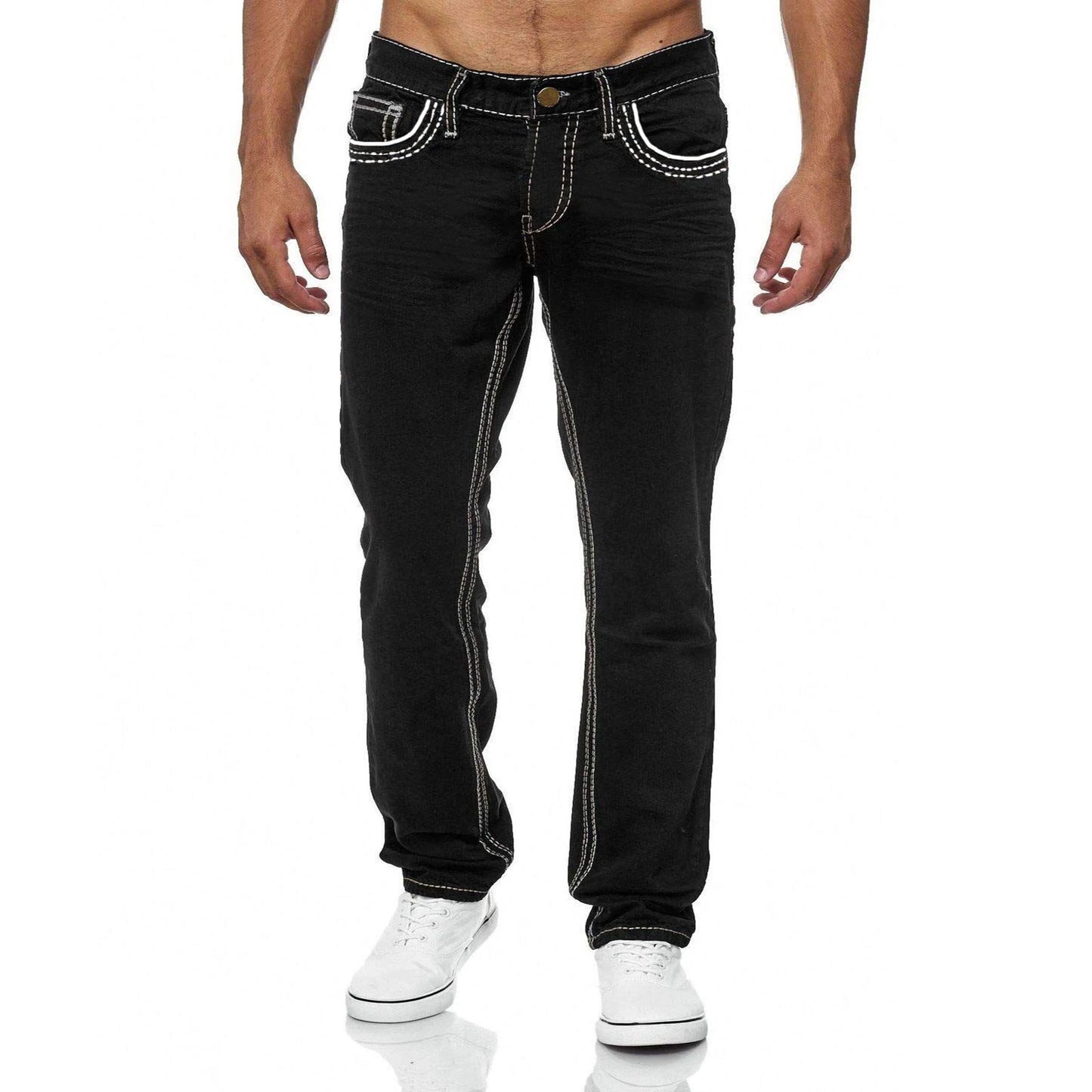 Men's Jeans Black Straight Pants