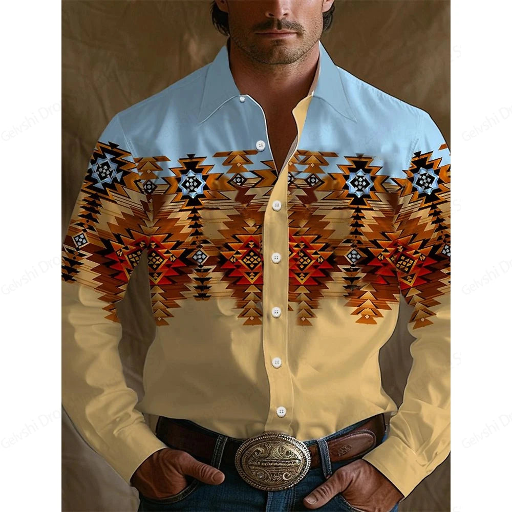 Men's Long-Sleeved Shirt Western Style